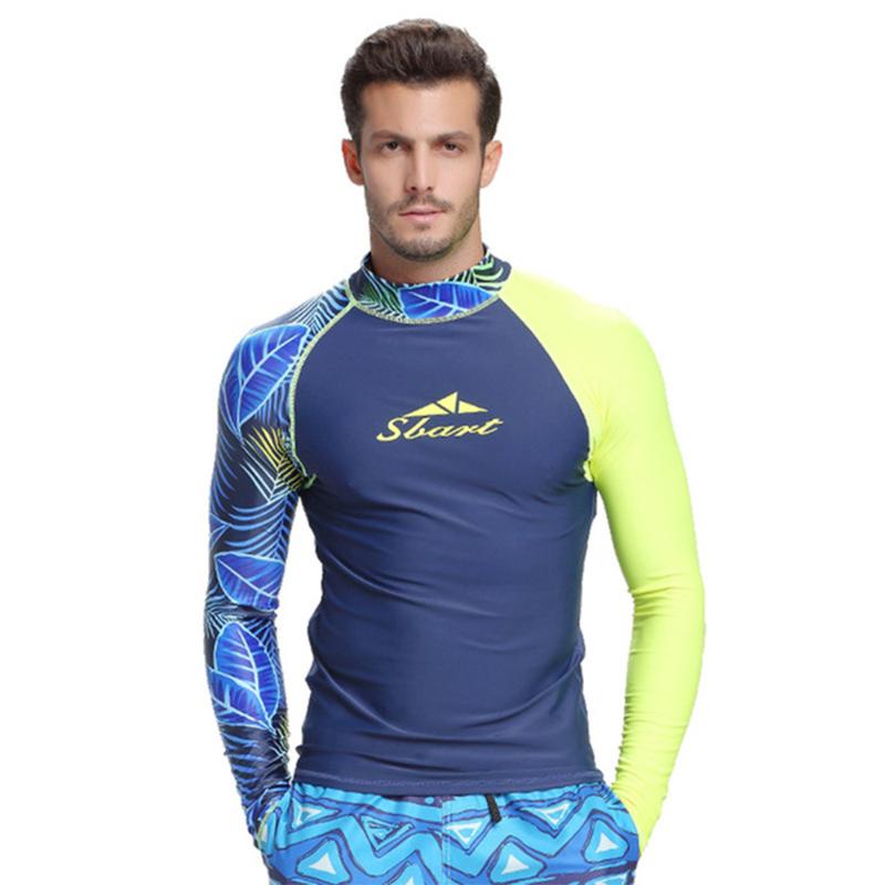 

Mens Long Sleeve Rash Guard Shirt Surfing Diving Swimwear Clothing UV Protection Rashguard Bodysuit Plus Size Swimsuit One-Piece Suits