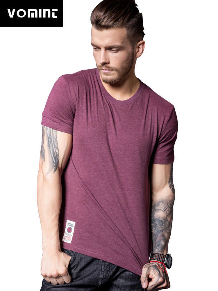 

VOMINT Mens Cotton Solid T-Shirt Short Sleeve T-shirt Multi Pure Color Fancy Yarns T Shirt color wine brown white lblue 210629, Green10