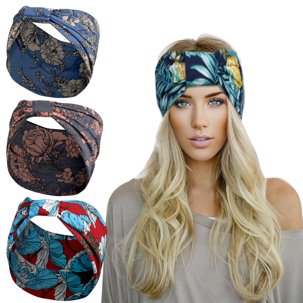 

2021 retro style yoga wide knit sports headband woman print gypsy airship tie wrap waist knot headbands wicking hairband gift wholesale