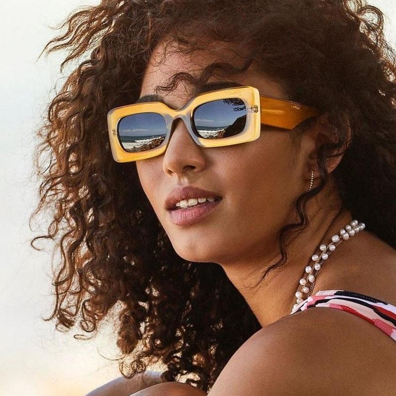 

Outdoor Eyewear Retro Rectangle Yellow Sunglasses Women 2021 Brand 90s Gradient Lens Leopard Square Shades Trendy Men Sun Glasses Travel