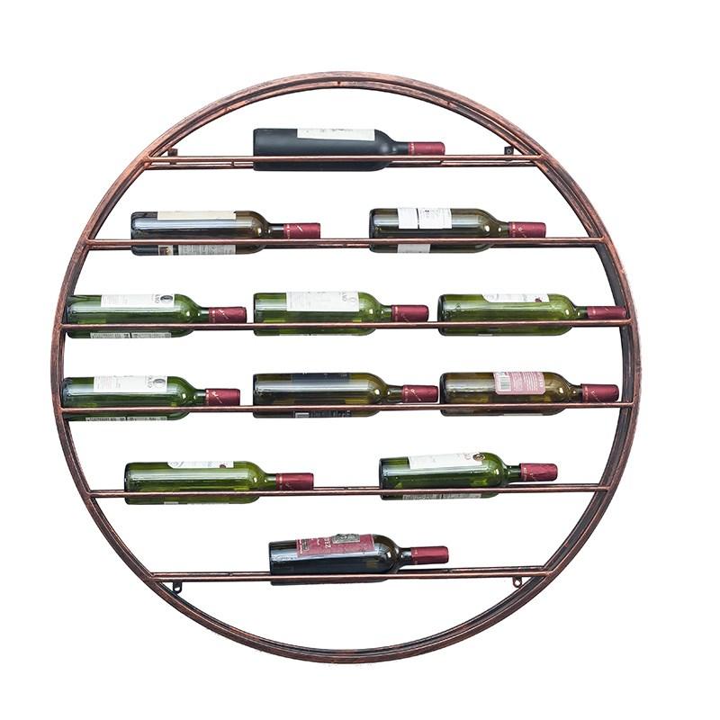 

Tabletop Wine Racks 10 Or 12 Bottles Luxury Round Iron Art Holder Wall Mounted Hang Rack Cafe Bar Restaurant Display Cabinet