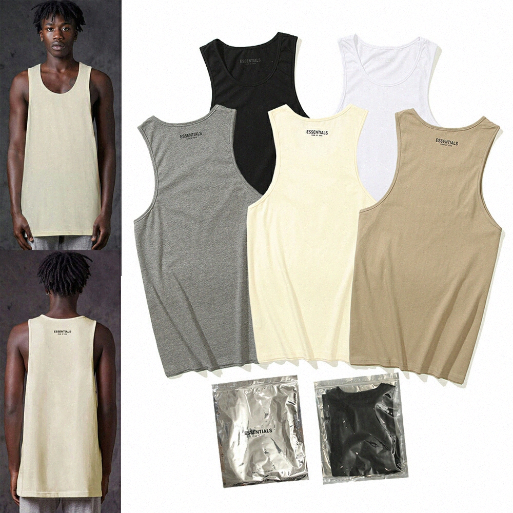 

fear of god fog essentials vest off Men's T short Tank Tops sleeveless Stylish mesh fabric breathable logo print sport shorts 02 O3ZV#, White;black