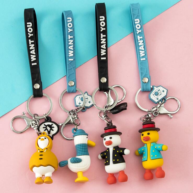 

Creativity Cute raincoat duck keychain pendant refueling ducks key ring personality creative small gift bag keychains pendants