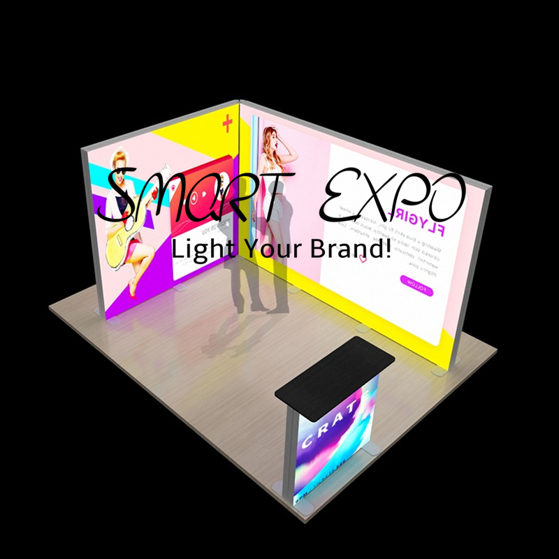 Advertising Display 3m x 6m Illuminated Trade Show Exhibition Stand with Custom Print And Travel Bag-image-702516752