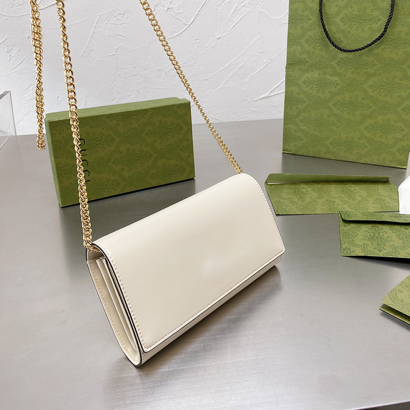 

Designer Shoulder Bags Crossbody Luxury Clutch Bag Cross Body High-quality genuine leather Gold chain 5 Different colors Fashion brand With original box size 19-10 cm, White