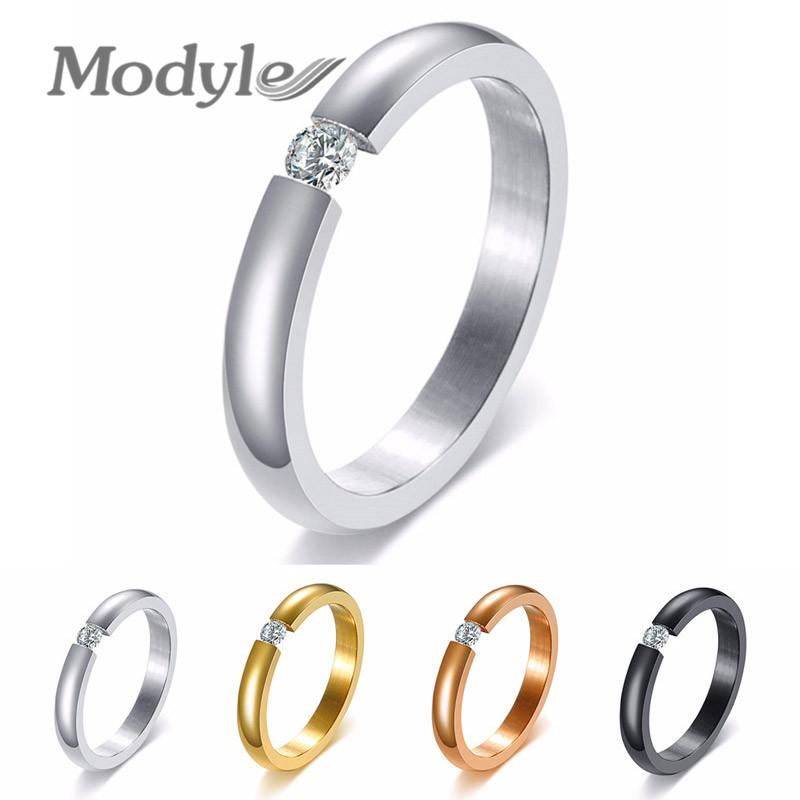 

Cluster Rings Modyle 2021 Fashion 4 Colors Stainless Steel Wedding For Women White CZ Stone Jewelry Wholesale, Golden;silver