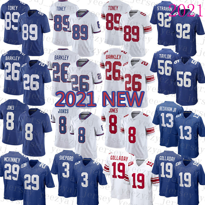 

MEN'S York American Football Jersey Giants 26 Saquon Barkley 89 Kadarius Toney 92 Michael Strahan 19 Kenny Golladay 13 Odell Beckham Jr. 10 Eli Manning 3 Shepard, Mens-juren