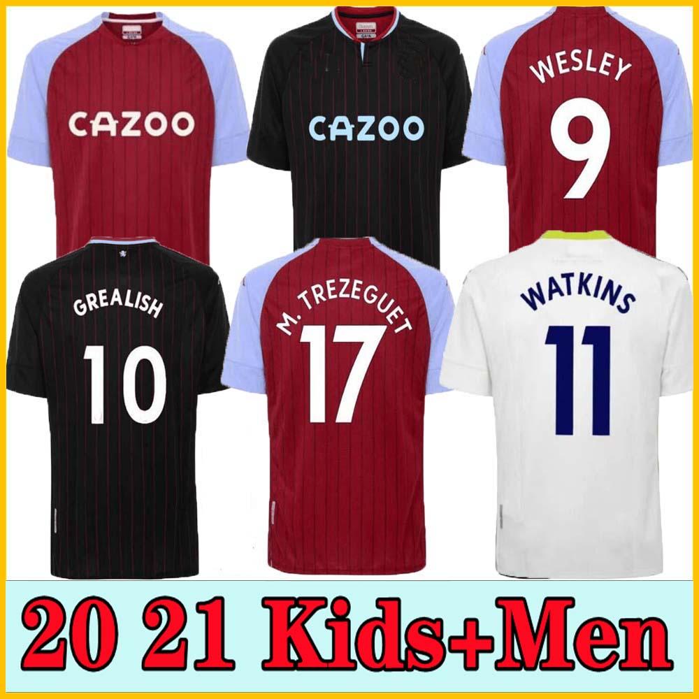 

2021 Aston Villa soccer jerseys home away Grealish Hourihane Wesley McGinn SAMATTA DAVIS TREZEGUET DRINKWATER football shirt men+kids kit+Adult suit, Black;yellow