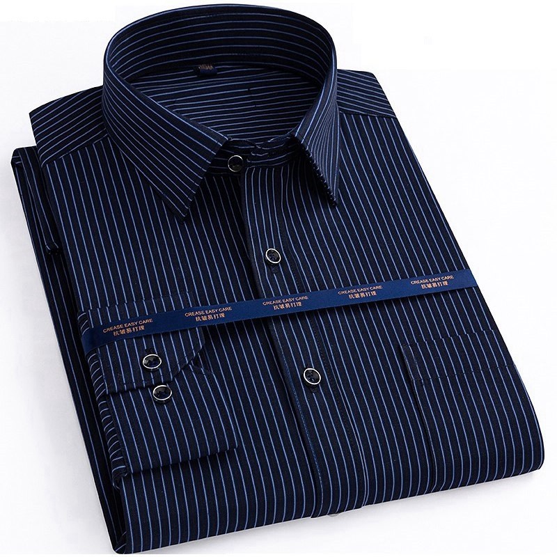 

Designs high quality autumn men plus size office shirts long sleeve cotton 8XL 10XL 12XL oversize striped shirts formal shirt bl, The photo color