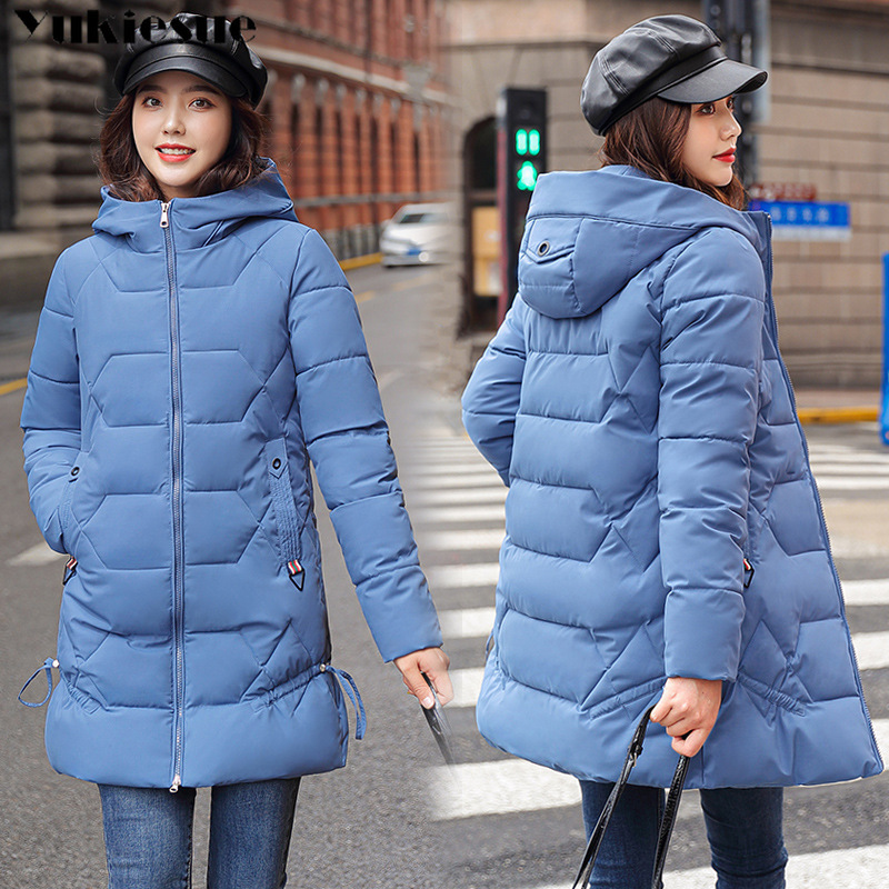 

Winter Women Jacket Coats Slim Parkas Female Down cotton Hooded Overcoat Thick Warm Jackets Loose Casual Student Coat 210518, Haze blue