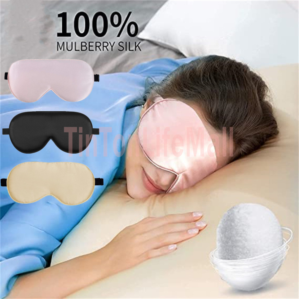 

100% Natural 19 Mulberry Silk Sleep Mask Blindfold with Elastic Strap Soft and Comfortable Night for Men Women Eye Blinder for Travel/Sleeping/Shift Work