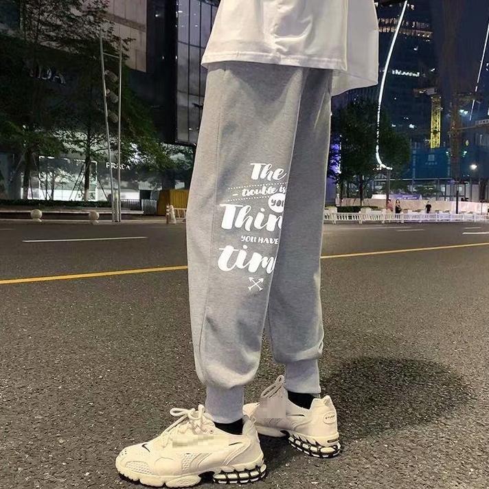 

Summer Men Pants Korea Style High Street Cool Letter Big Size 7XL Preppy Loose Elasticity Stretch Men's, Black