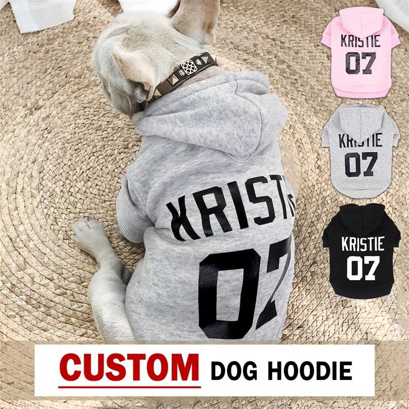 

Pet Clothes Dog Hoodie Custom French Bulldog Puppy Coat Sweatshirt Cotton Winter Dog Cat Clothing For Small Large Dogs Chihuahua 211013, Black