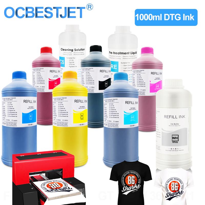 

DTG Ink Textile For 1390 1400 1430 R1900 R2000 R3000 DX5 DX6 DX7 DX10 Printhead Printer Garment Refill Kits