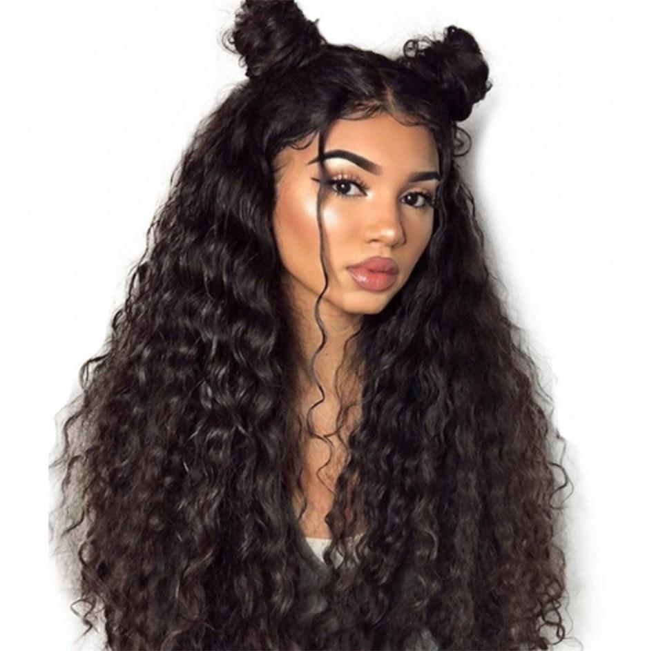 13x4 Lace Front Human Hair Wig with Baby Hair Water Wave Wigs Mongolian Bleached Knots 150% Density-image-788788618