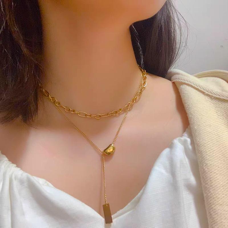 

Pendant Necklaces YAOLOGE 316L Stainless Steel Square Necklace For Women 2021 Trend Party Gift Fashion Jewelry Wholesale Collier Femme