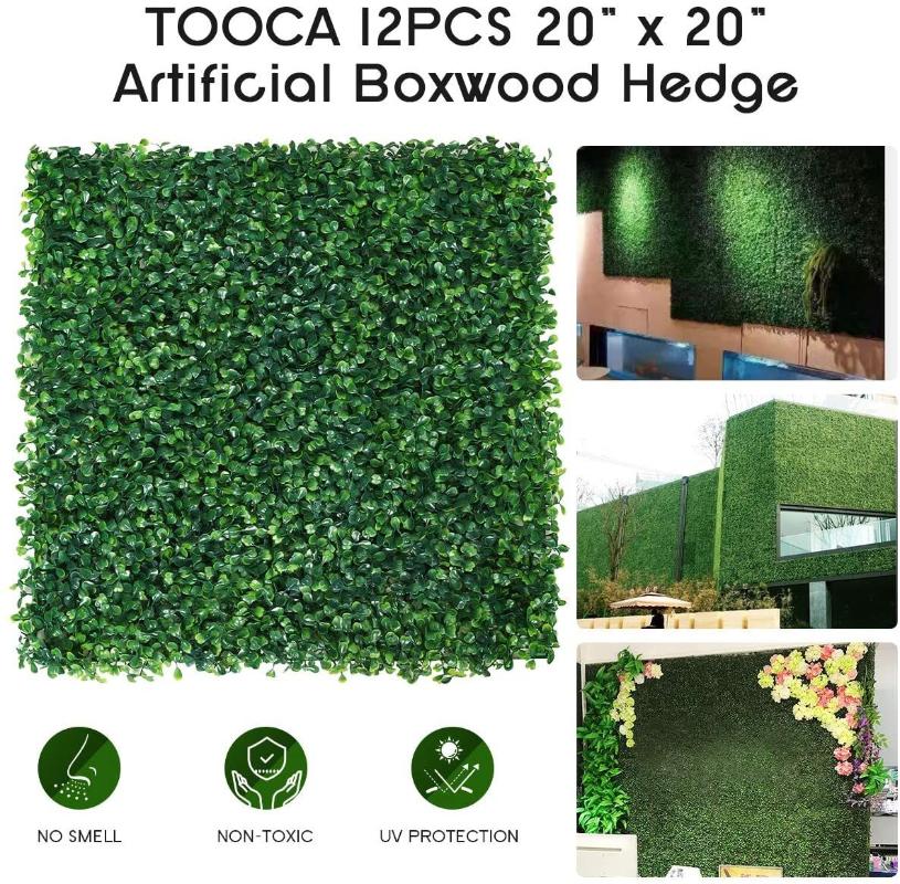 

50x50cm Artificial Boxwood Hedge Wall Panels Topiary Grass Privacy Screen UV Protected Backdrop For Golf Decorative Flowers & Wreaths, 1pc-grass 0.5x1m