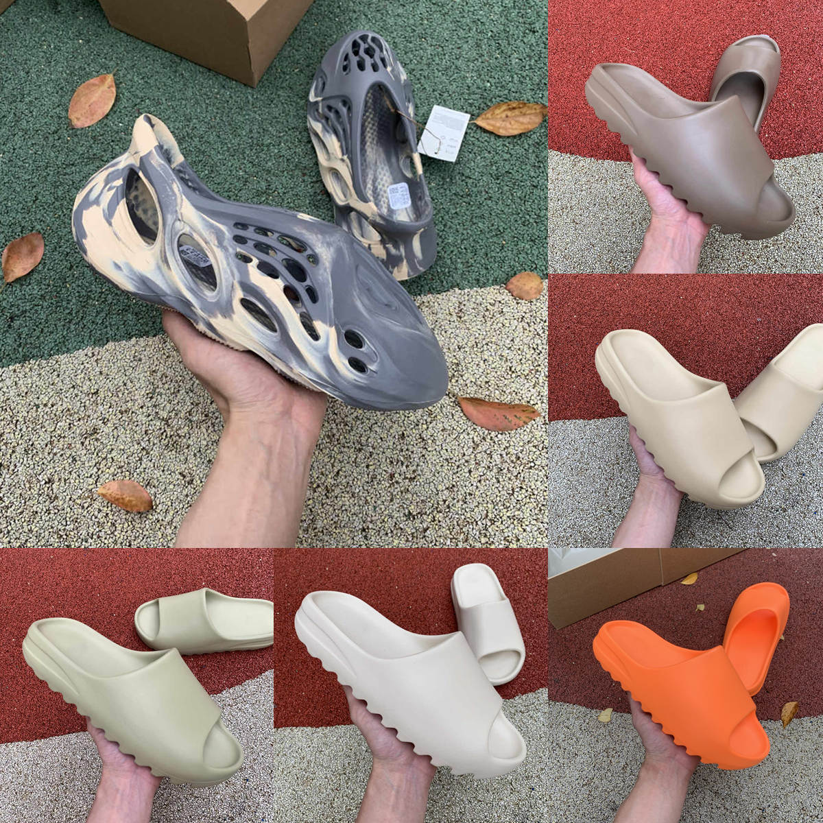 

2021 Latest slipper sandals kanye sandal Graffiti Desert Sand Triple Black White Resin Slide Foam Runner Sesame Street pattern Slippers mens