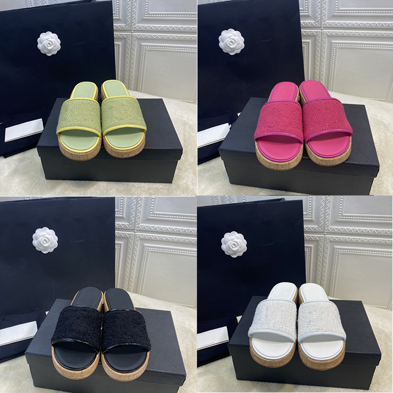 

[With box]men women sandals Designers Shoes Slide Summer Fashion Wide Flat Slippery Slipper Flip Flop, Black