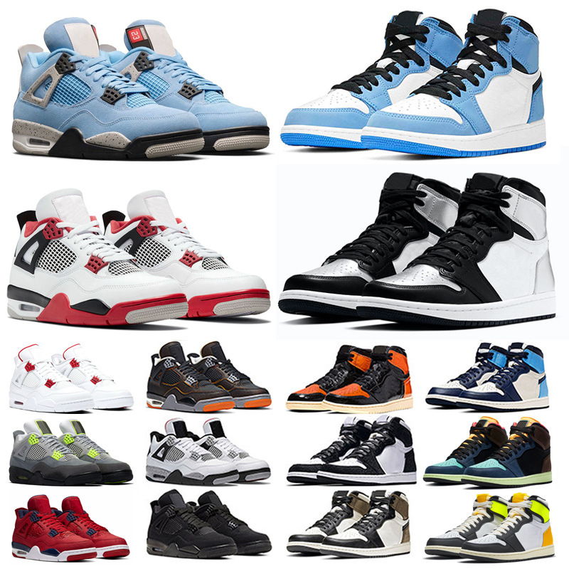 

Basketball Shoes men women 1s high OG 1 Silver Toe University Blue Obsidian Smoke Grey 4s Fire Red Black Cat mens athletic sneakers, #45 4s item 45
