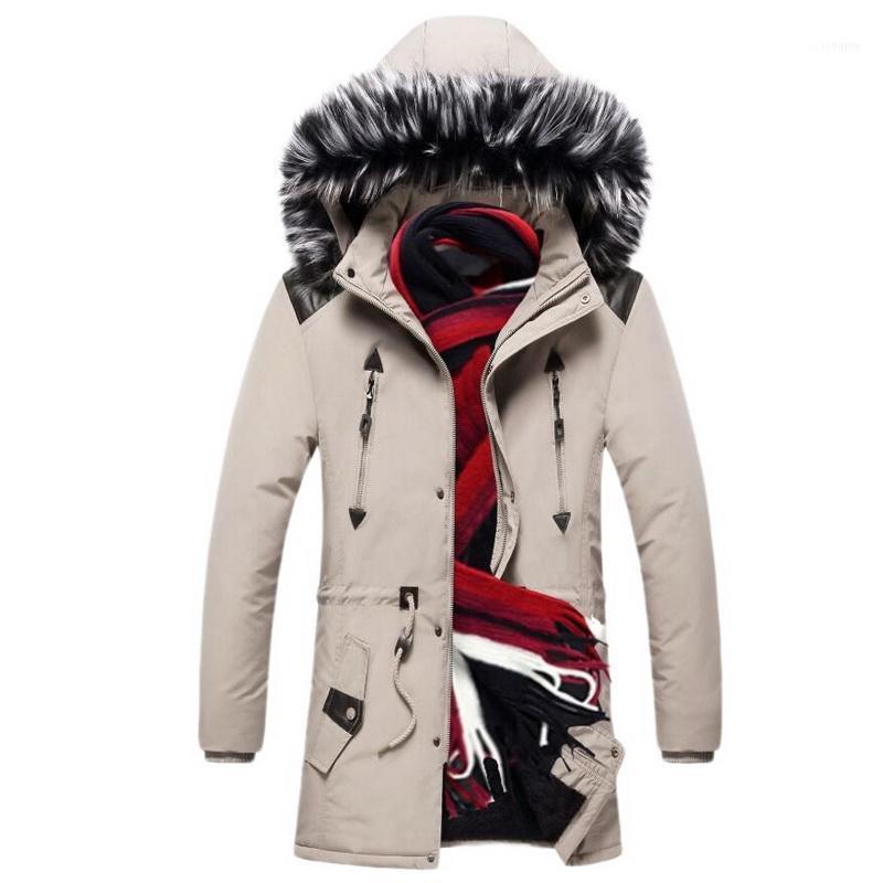 

Men's Down & Parkas Men Fashion Big Fur Collar Winter Male Arrival Warm Parka Coats Casual Jacket Hooded No Scarf1, Black