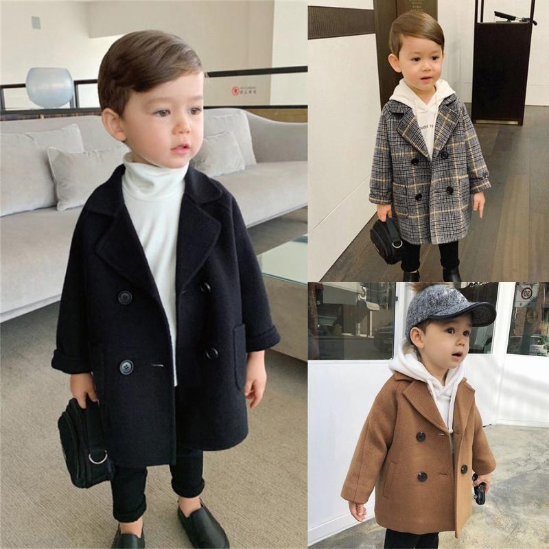 

Jackets Winter Grils Boys Girls Woolen Double-breasted Baby Boy Trench Coat Lapel Autumn Kids Outerwear Coats Wool Overcoat, Blue;gray