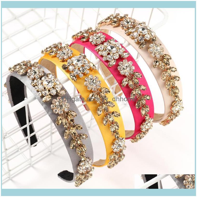 

Barrettes Jewelry Jewelryfashion Spring Products Pure Color Fabric Alloy Rhinestones Floral Temperament Elegant Ladies Headband Hair Aessori