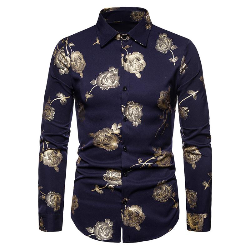 

Men's Casual Shirts Fashion Printing Long Sleeve Collar Turn-down Fit Blazer Slim Men, White;black