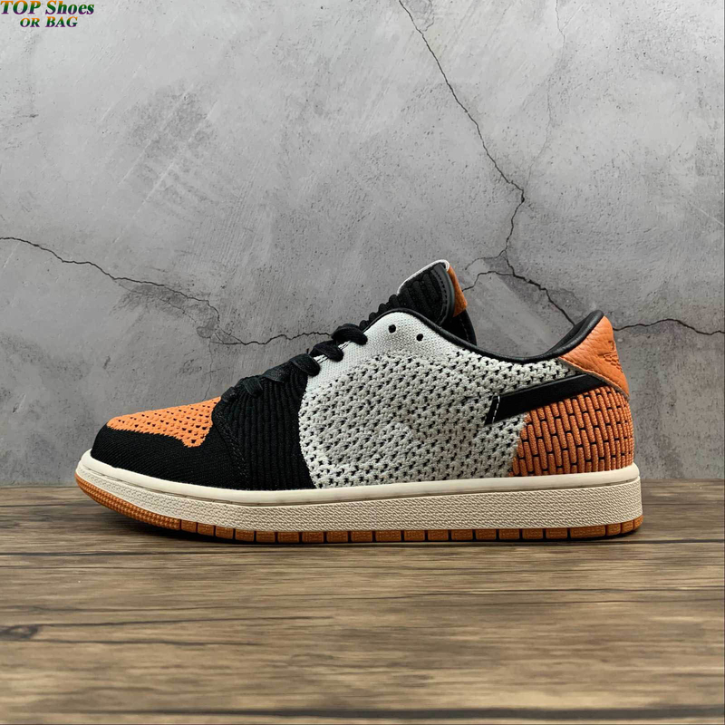 

2021 Mens Shoes Jumpman 1 Low Knitting Shattered Backboard Trainers 1S Black White Orange Outdoor Sport Sneakers, #1