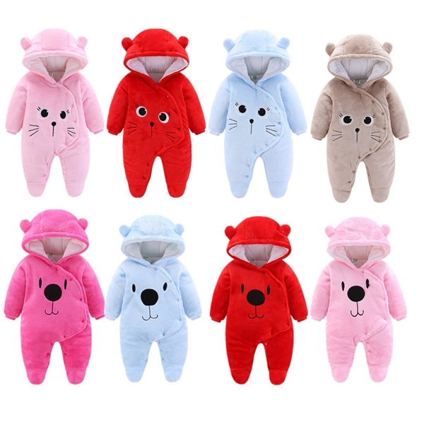 

Baby clothing Boy girls Clothes Cotton Newborn toddler baby boy girl rompers cute Infant bear new born winter Hoodie romper H0820, Blue