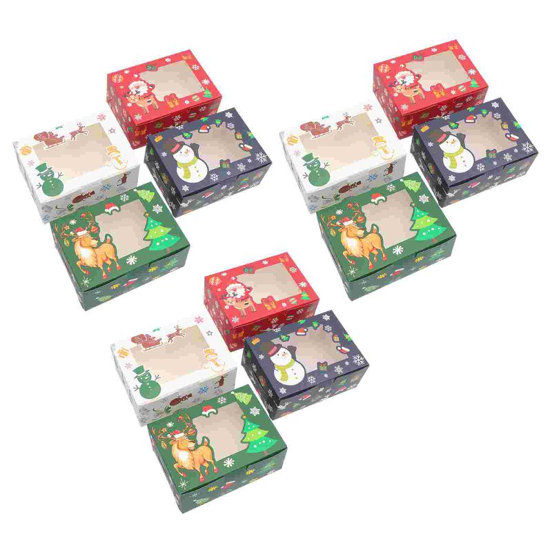 

Gift Wrap 12Pcs Christmas Themed Wrapping Boxes Adorable Xmas Pattern Pack