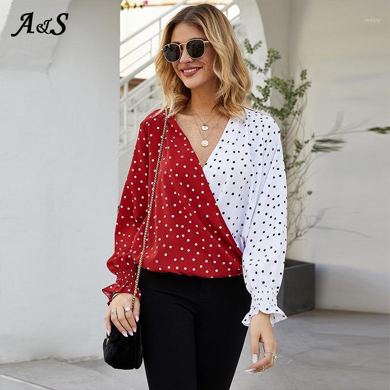 

Blouse Women White Long Sleeve Plus Size Dot Bat Woman Blouses V-Neck Casual Womens Top And Elegant Ladies Shirt Women' & Shirts, Royal blue