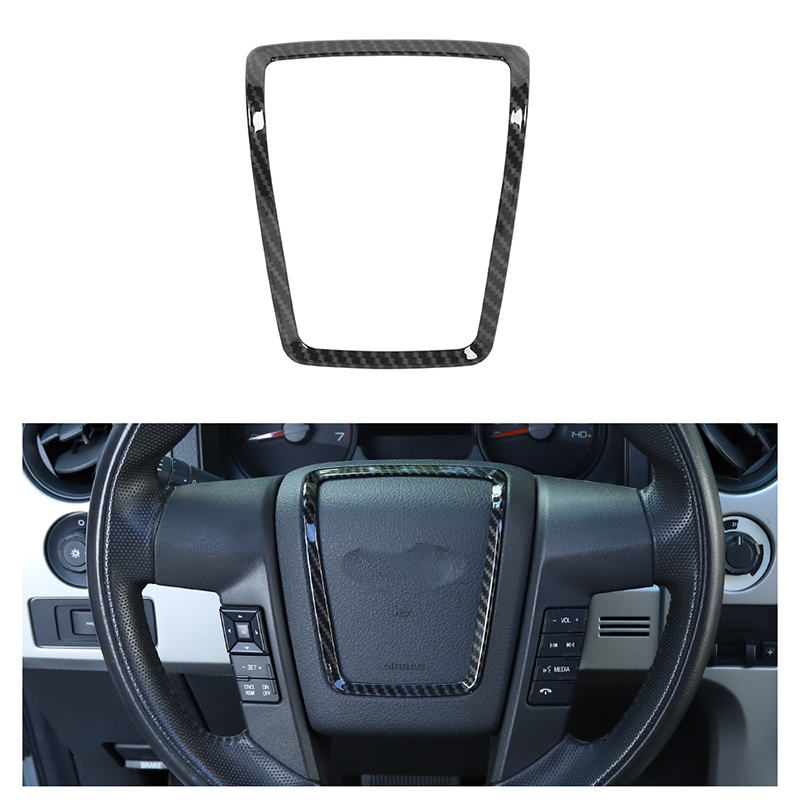 

ABS Car Steering Wheel Center Trim Cover Frame for Ford F150 2009-2014 Carbon Fiber