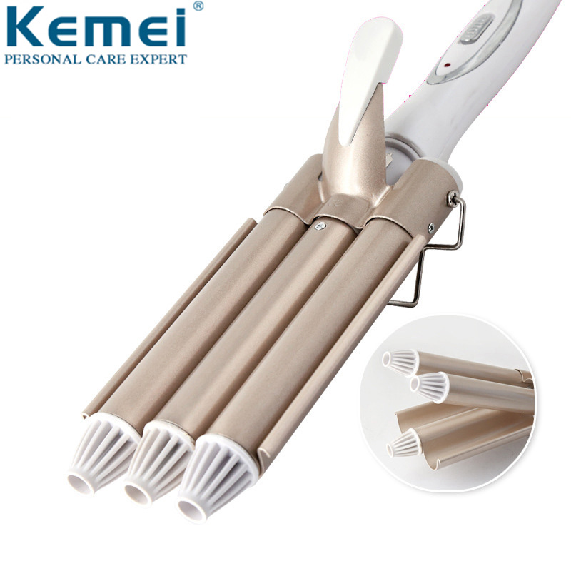 

Kemei Professional Curling Iron Ceramic Triple Barrel Hair style Hair Waver Styling Tools 110-220V Hair Curler Electric Curling