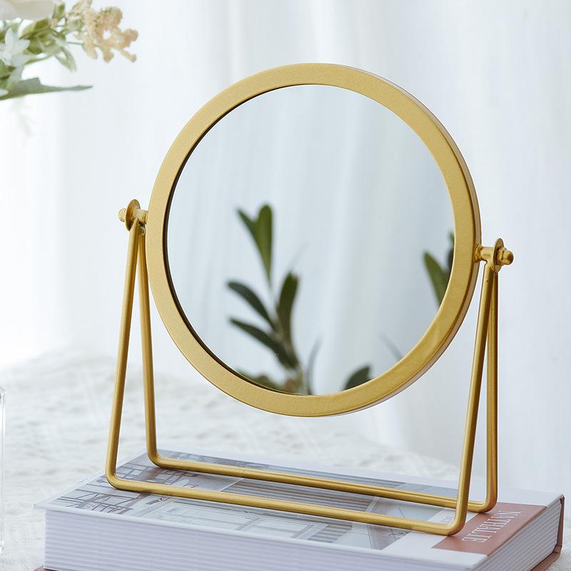 

Mirrors Nordic Fashion Simple Wind Table Iron Mirror Decoration Bedroom Room Dresser Desktop