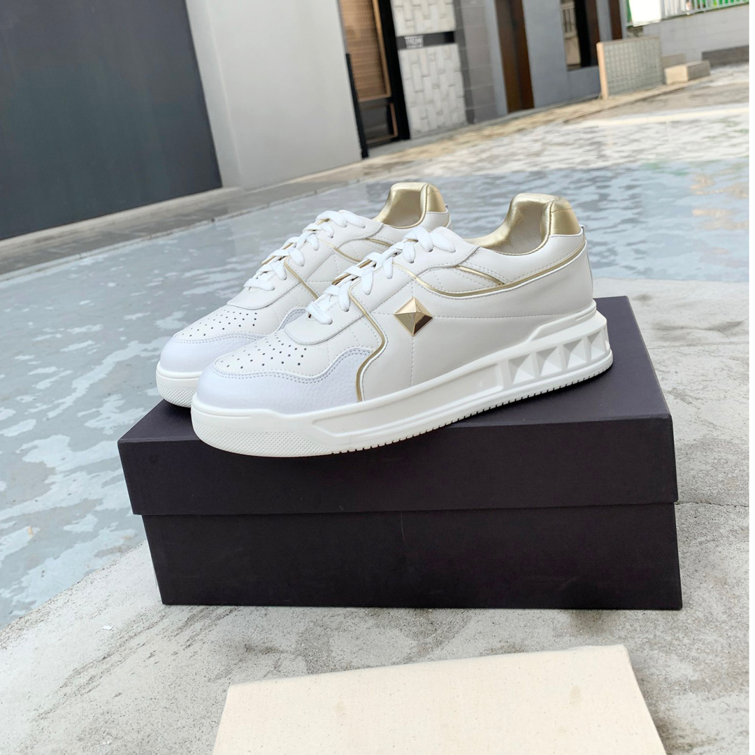 

top quality Fashion Men Shoe High top Women Leather Lace Up Platform Sole Sneakers White mens womens Casual Shoes 35-45 With org box