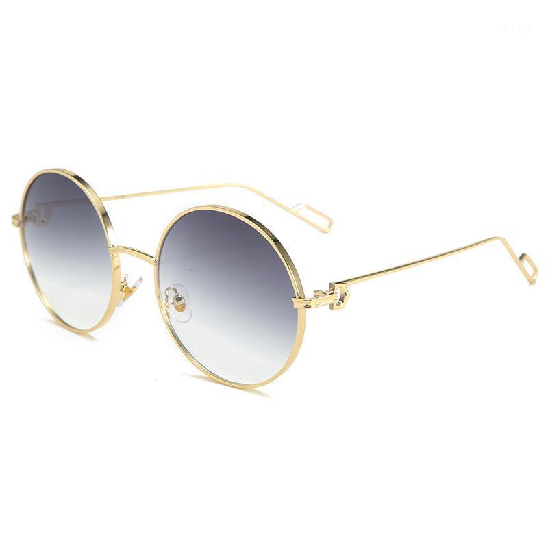 

Sunglasses DENISA Vintage Steampunk Round Women 2021 Fashion Pink Shades For Metal Frame Retro UV400 G50222