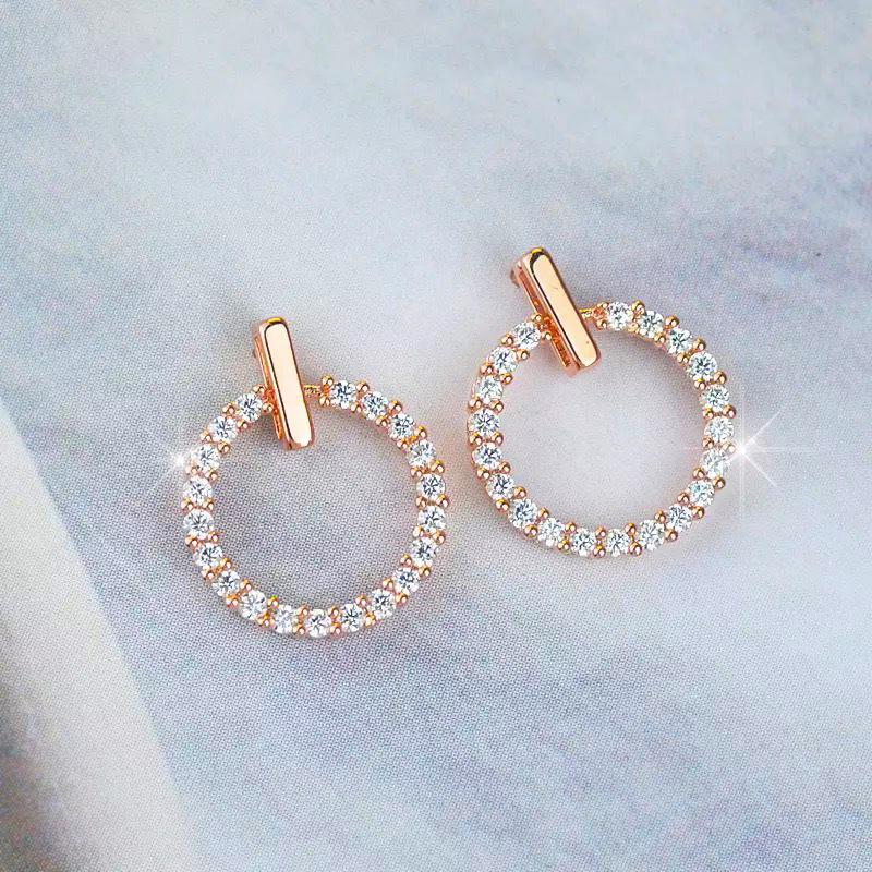 Stud 2021 Trend Korean Fashion Short Small Ring Personality Temperament Simple And Versatile Round Exquisite Earrings Women-image-703204786