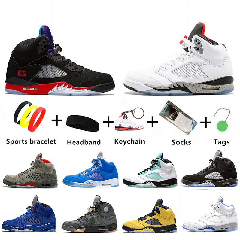 

Ice Blue Jumpman V 5 Alternate Mens Black Cat basketball shoes Red suede What The 5s high men trainers Raging Bull outdoor sports sneakers With box US 7-13 Stealth 2.0, Color#9