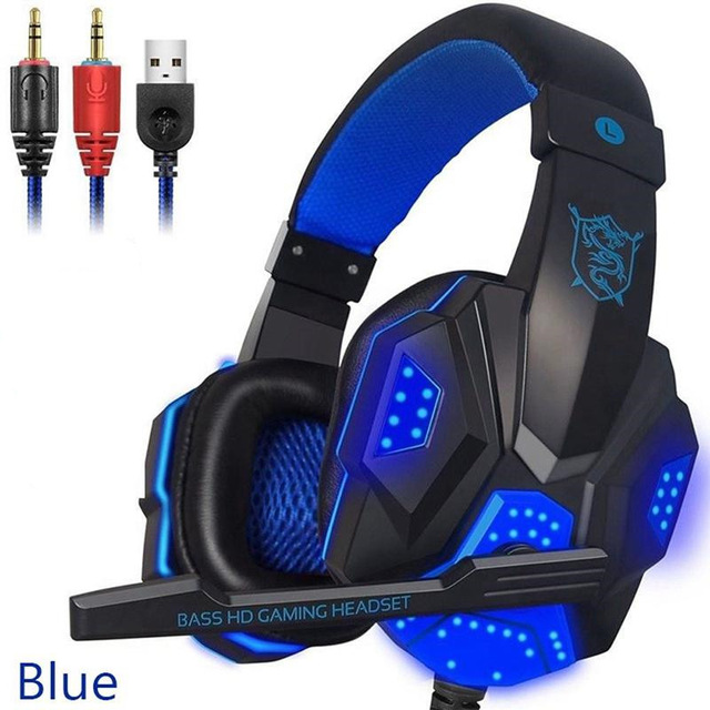 

2.2M PC780 Gaming Headsets Big Headphones with Light Mic Stereo Earphones Deep Bass for PC Computer Gamer Laptop PS4, Red