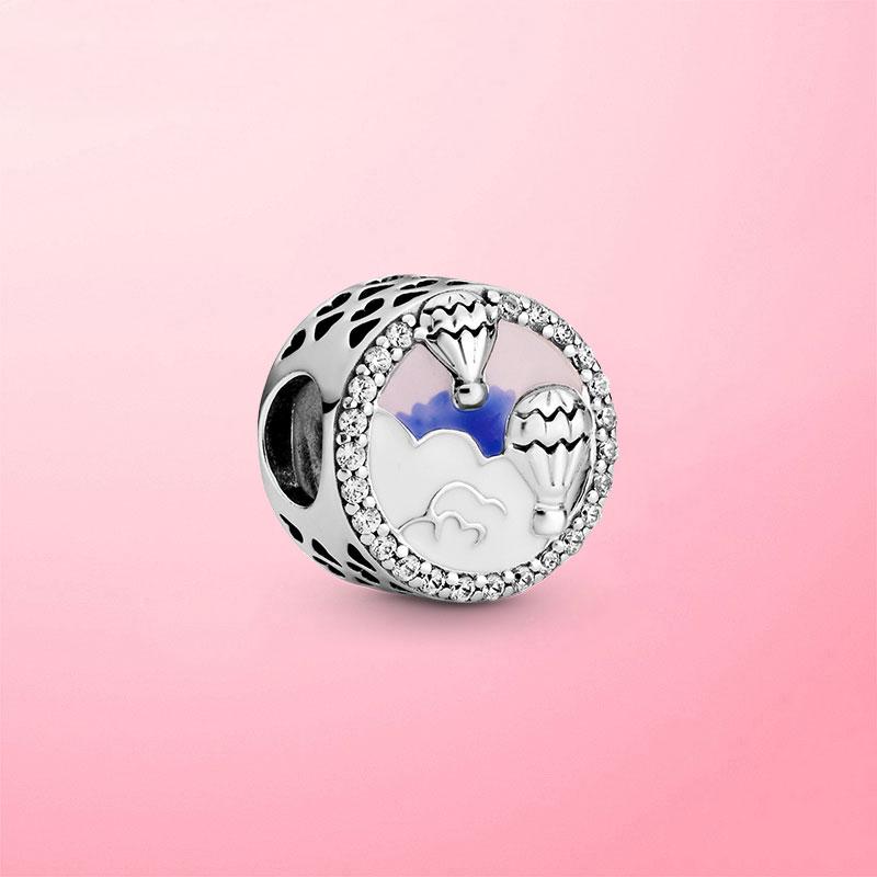 

Other Authentic 925 Sterling Silver White Enamel Balloon Pave Beads Charm Fit Original Bracelet Bangle Jewelry Gift