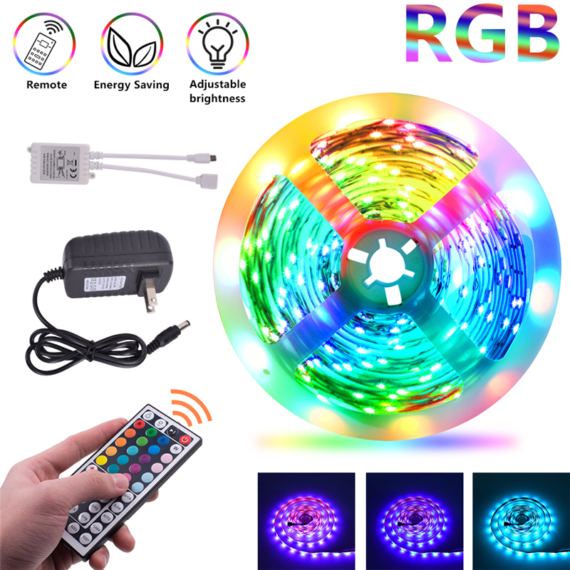 

USA Stock RGB LED Strips 16.4Ft 32.8Ft 5050 Strip lights 30LEDs/M With 44Key Remote Control