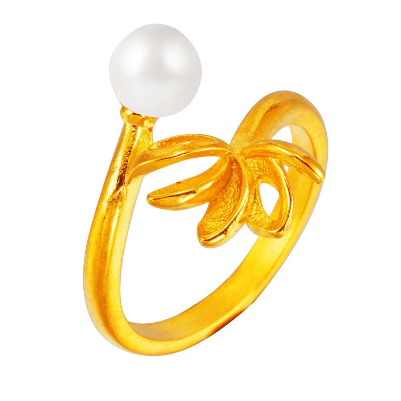 

Wedding Rings European And American Ladies Retro Imitation Pearl Exquisite Flowers Fashion Ring Jewelry