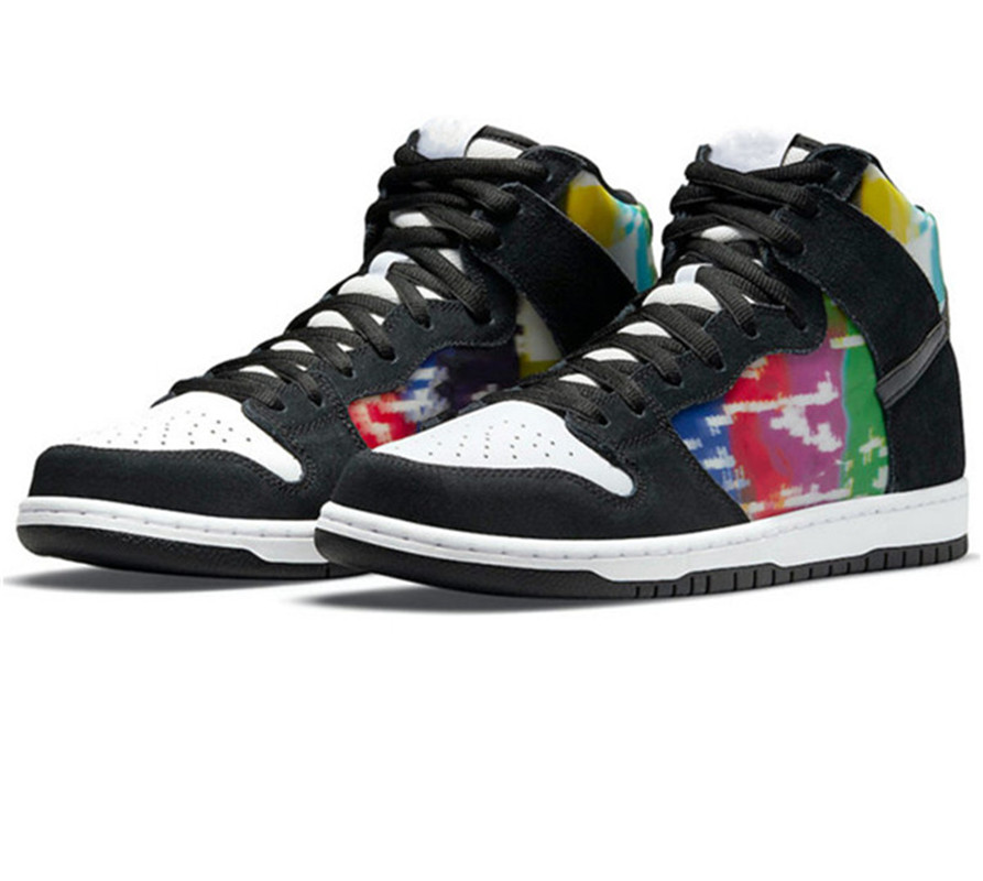 

2021 pre-sale classic style Dunk High basketball shoes TV Signal black and white men's sneakers, Customize