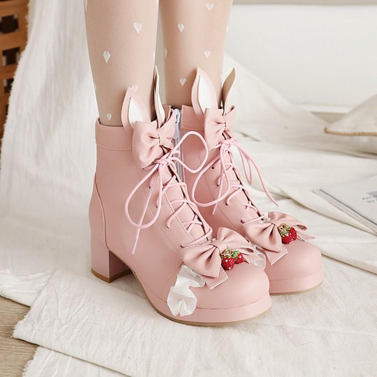 

Boots Sweet Short Girl Lolita Student Winter Cute Shoes 2021 Fashion High Heel Platform 30-46, White