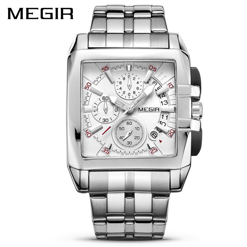 

Watch Men 2021 Square Watches Chronograph Business Male Wristwatches Silver Relogio Masculino, Slivery;brown