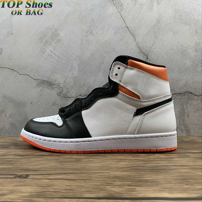 

High Version Jumpman 1 Electro Orange Basketball Shoes 2021 Top Quality 1s Mens Womens Running Trainers Fashion Designer Sneakers, White;red