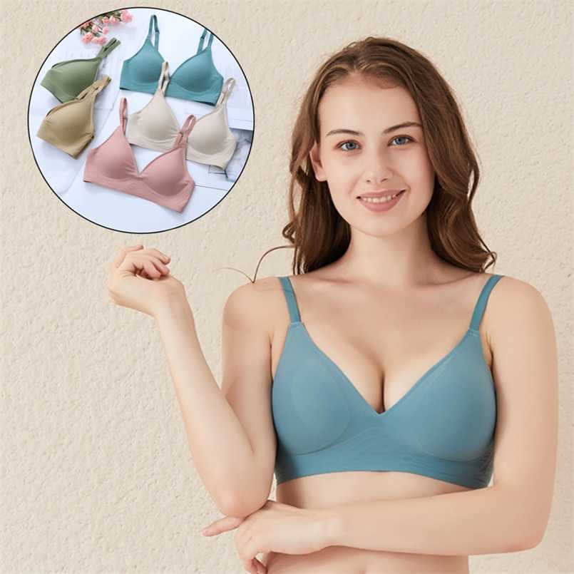 

Seamless Bras for Woman Wireless Underwear Sleep Removable Padded Bralette Brassiere No Wire Comfortable 211110, Black