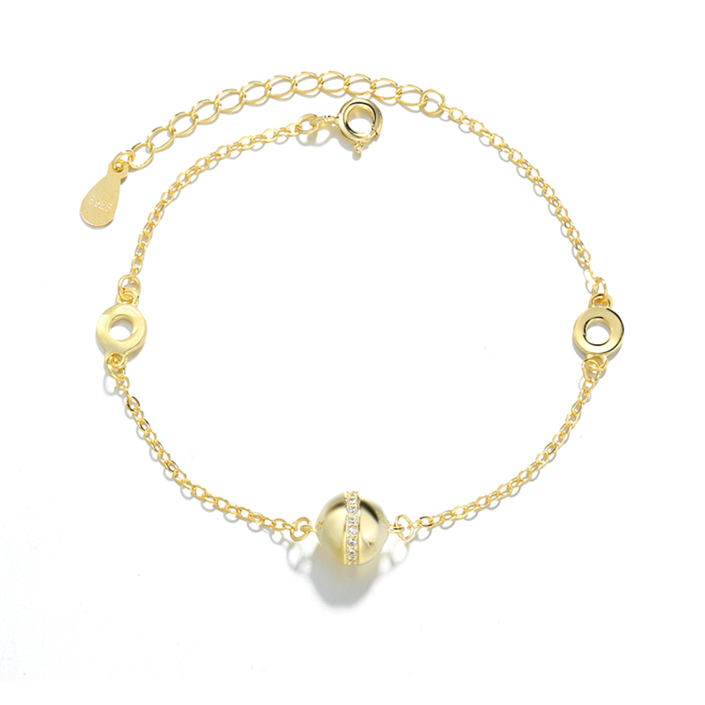 

New 15+4cm Chain Pure Silver Bracelet by Gold Plated Pretty Jewelry Best Girl Gifts Real 925 Jewellery