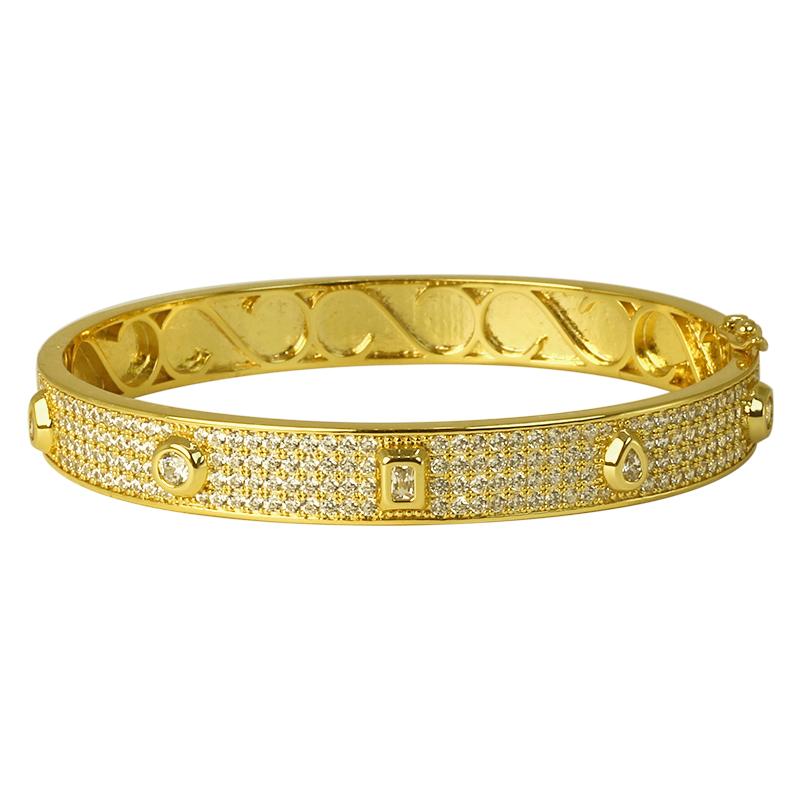 

Bangle Women Wrist Bracelet Luxury Designer Dubai Jewelry Silver White Rose Gold Color Bangles Girls Full Crystal Stone